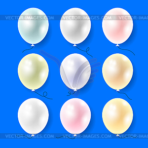 Set of Colored Flying Balloons. Bunch of Colorful - vector clip art