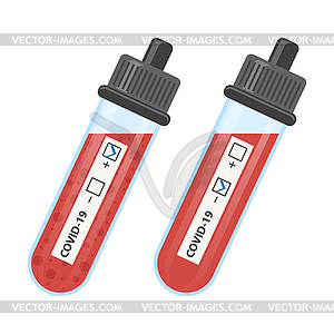 Test Tube with Blood . Stop Pandemic Novel - vector clip art