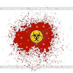 Biohazard Icon and Blood Splash . Stop Pandemic - vector image