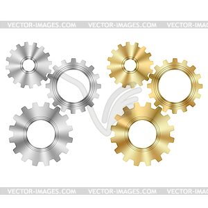 Techno Background with Geometric Gear Wheels Icon. - vector clipart