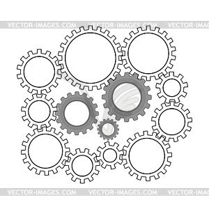 Techno Background with Gear Wheels Icon. Machinery - vector image