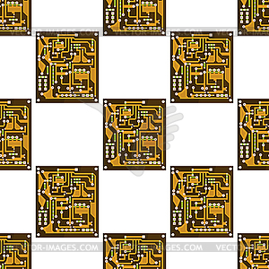 Circuit Board Seamless Pattern. Flat Design. - vector image