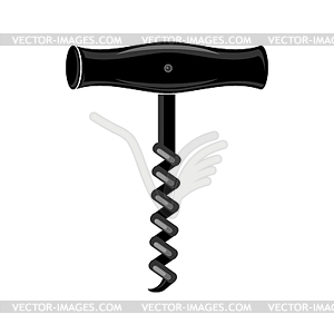 Retro Wood Corkscrew Icon for Opening Wine Bottle - vector image