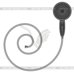 Bath Shower Head with Spiral Hose Icon . Bathroom - vector clipart