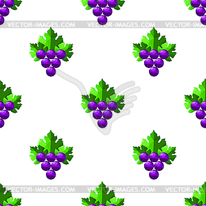 Blue Polygonal Grapes Seamless Pattern. Vine - vector clipart