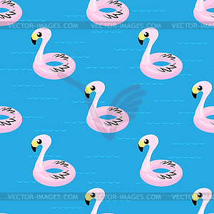 Inflatable Pink Flamingo Toy Seamless Pattern on - vector clipart