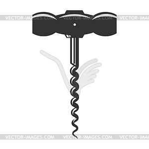 Retro Wood Corkscrew Icon for Opening Wine Bottle - vector clip art