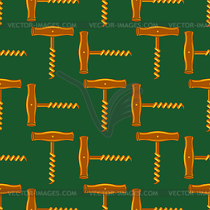 Retro Wood Corkscrew Icon Seamless Pattern for - royalty-free vector clipart