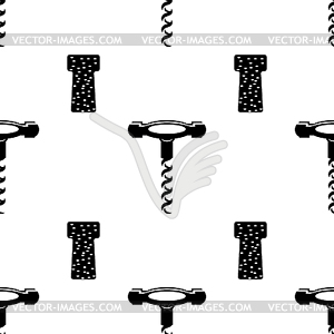 Retro Wood Corkscrew Icon Seamless Pattern for - vector clipart