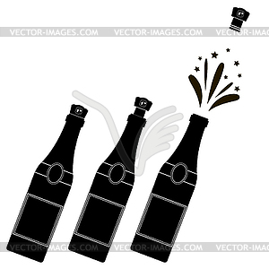 popping champagne bottle silhouette