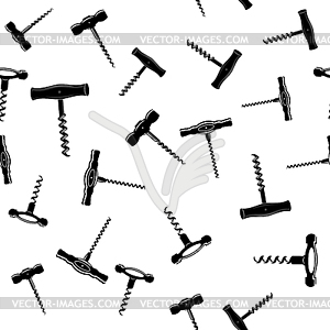 Retro Wood Corkscrew Icon Seamless Pattern for - vector clipart