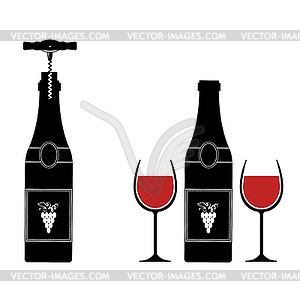 Retro Wood Corkscrew Icon for Opening Wine Bottle - vector image