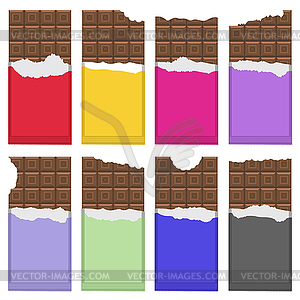Bitten Milk Brown Chocolate Bar Pattern. Sweet - vector clip art