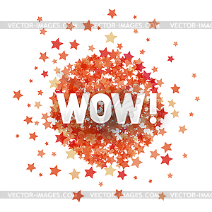 WOW Lettering on Red Transparent Starry Background - vector EPS clipart