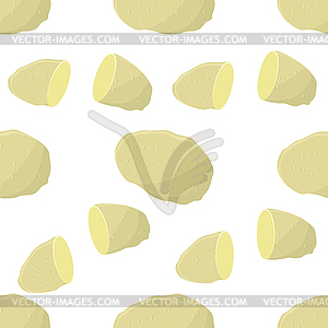 Potato Seamless Pattern. Whole, Slices, Half, Circl - vector image