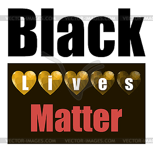 Баннер Black Lives Matter с сердечками для протеста - клипарт в векторном формате