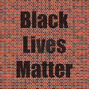 Баннер протеста Black Lives Matter на красном кирпиче - клипарт в векторном виде