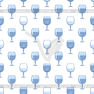 Blue Glass of Wine Seamless Pattern. Wineglass - vector clip art