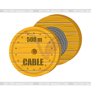 Coaxial Digital Cable with Wooden Coil - vector clipart
