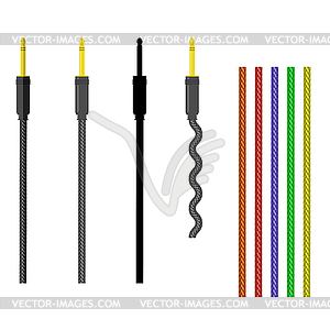 Набор различных аудиокабелей - цветной векторный клипарт