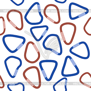 Metal Colored Carabiner Seamless Pattern . Safety - vector image