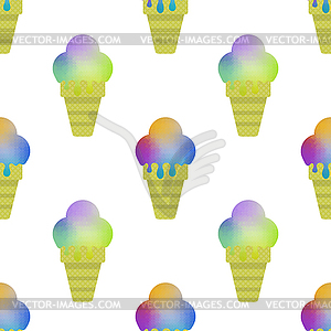 Sweet Colored Ice Cream Icon . Seamless Pattern - vector clipart