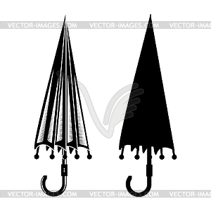 Male Closed Black Umbrella Icon Set. Protection - vector image