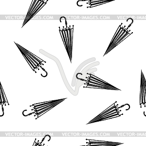 Male Closed Black Umbrella Icon Set. Protection - vector image