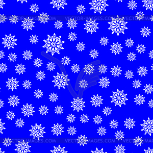 Snowflakes Seamless Pattern on Blue Background. - vector clip art