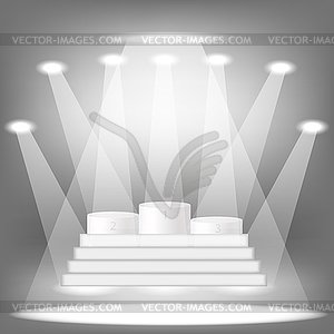 White Cylinder Platforms and Lights. Pidium - stock vector clipart