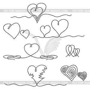 One Continuous Line Drawing Heart Icon. Symbol of - vector clipart