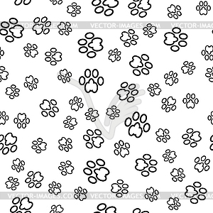 Dog Foot Print Seamless Pattern. Animal Paws Texture - vector clipart