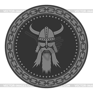 Viking Head Silhouettes Icon - vector image