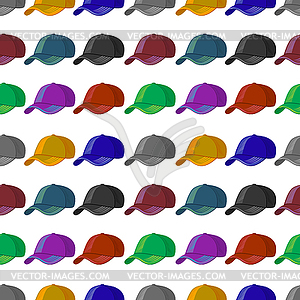 Set of Colored Baseball Caps . Sports Seamless - vector clip art