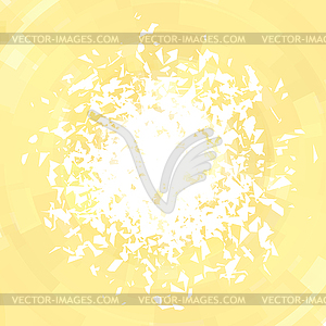 Взрывное облако белых кусочков на желтом - векторное изображение клипарта