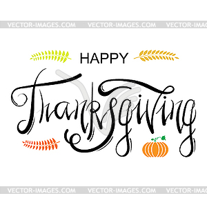 Happy Thanksgiving Greeting Card with Lettering . - vector clipart