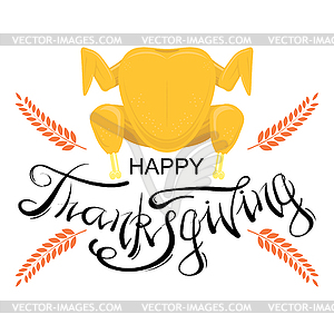 Happy Thanksgiving Greeting Card with Lettering - vector clip art