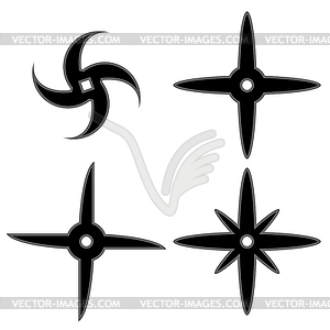Set of Ninja Star. Asian Traditional Weapon. - vector image