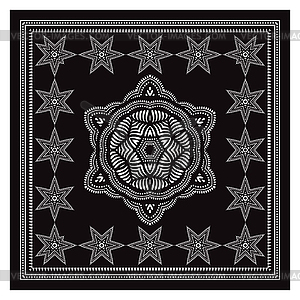 Bandana Shawl, Tablecloth Fabric Print, Silk Neck - vector clipart