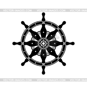 Control Rudder Icon . Ship Steering Wheel Concept. - vector image