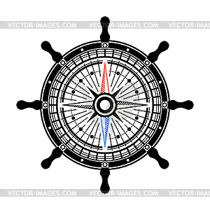 Control Rudder . Ship Steering Wheel Concept. - vector clipart