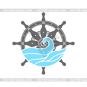 Control Rudder Icon . Ship Steering Wheel Concept. - vector image