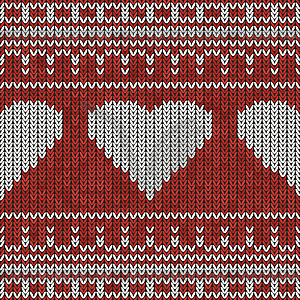 Рождественский вязаный принт. Скандинавская красная кайма из шерсти - изображение в векторе / векторный клипарт