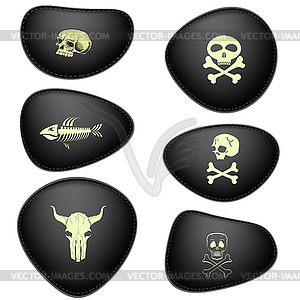 Black Leather Piracy Patches Set . Eyepatch for - vector clipart