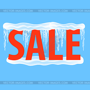 Winter Sale Banner. Snow Ice Cap Poster on Blue - vector image