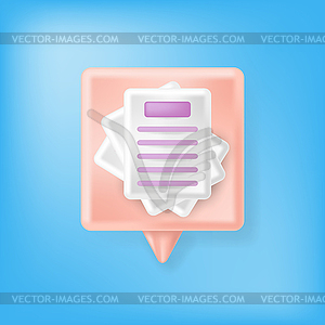 Paper Document Icon Icon and Orange Speech Bubble o - royalty-free vector clipart