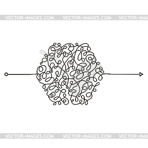 Chaotic Doodle. Thread Clew Knot. Insane Messy Line - color vector clipart