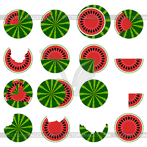 Fresh Ripe Watermelon Icon Set . Sweet Fruit for - royalty-free vector clipart