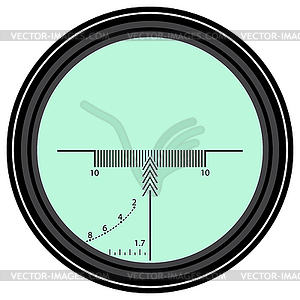 Optic Sight with Green Glass . Rifle or Gun Gadget - royalty-free vector clipart