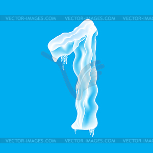 Snow Ice Cap with Number One on Blue Background. - vector image